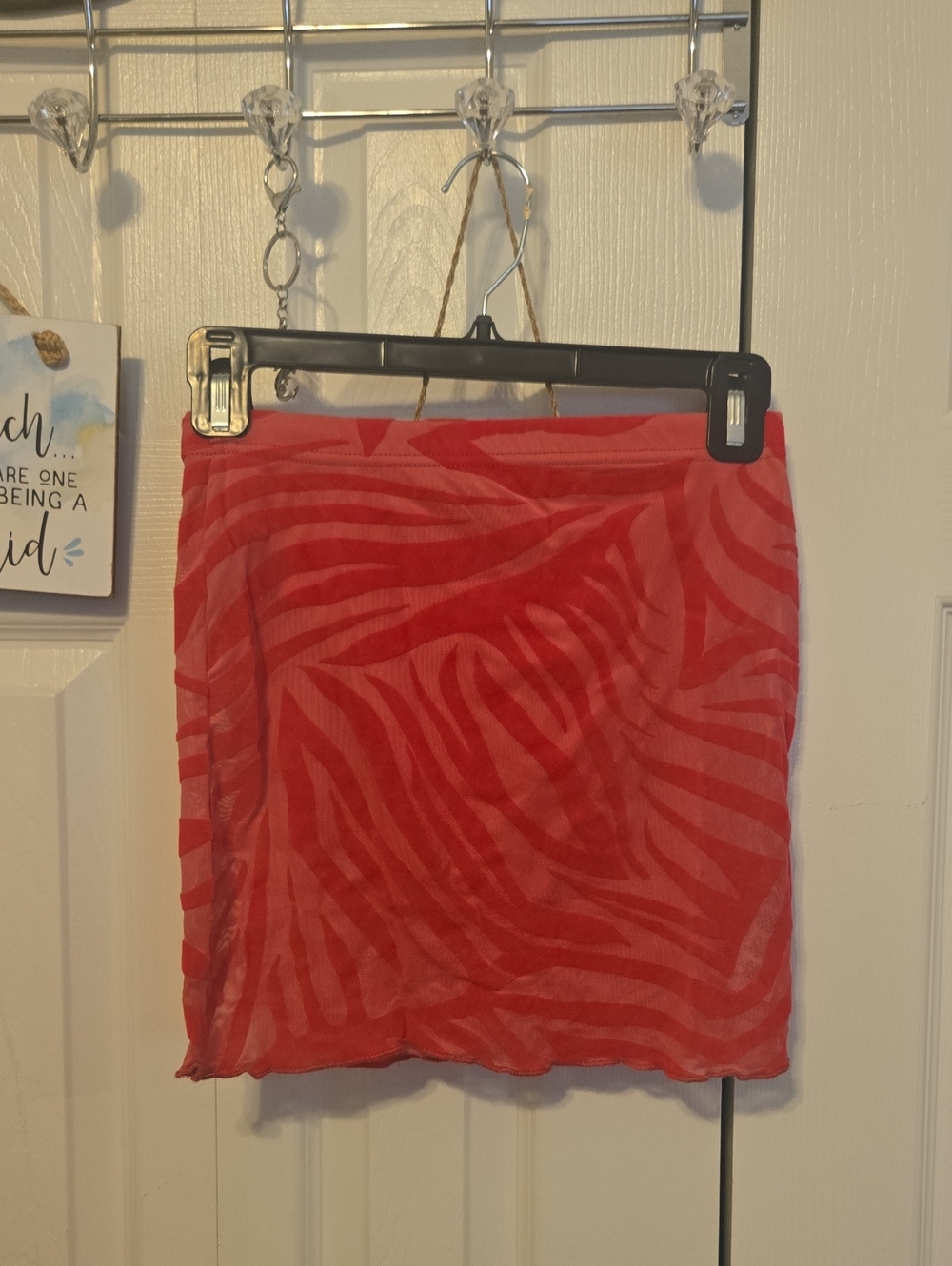 PrettyLittleThing Red Zebra Mesh Mini Skirt